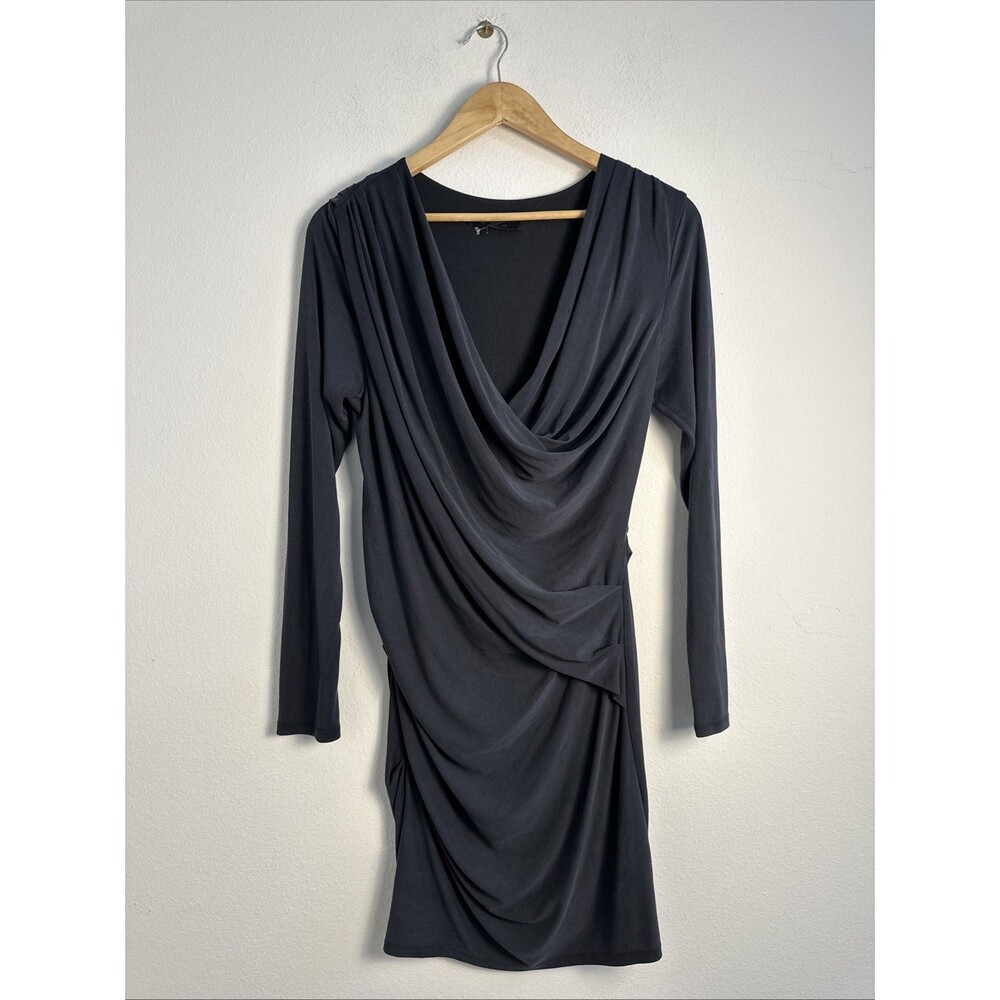 All Saints Women's Wrap Dress Long Sleeves Size Medium Cowl Neck